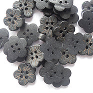 Carved Basic Sewing Button, Coconut Button, Dark Gray, about 13mm in diameter(NNA0Z0J)