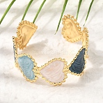 304 Stainless Steel Enamel Open Cuff Bangles, Heart, Golden, PVD Vacuum Plating, Colorful, Inner Diameter: 2.01 inch(5.1cm)(SA-CBA4992-04)