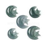 Natural Jadeite Pendants, Moon with Star Charm, 13~17.5x13~18.5x3~4mm, Hole: 1mm(G-Z125-06)
