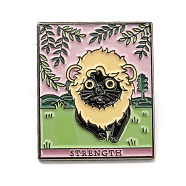 Cat Theme Tarot Card Enamel Pins, Gunmetal Alloy Brooches for Backpack Clothes, Word Strength, Cat Lion, 30.5x25.5x2mm(JEWB-Z009-07B)