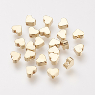 Brass Beads, Nickel Free, Real 18K Gold Plated, Heart, 4.5x5.5x2.5mm, Hole: 1mm(KK-T014-72G)