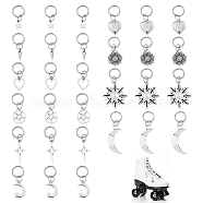 60Pcs 10 Styles Sun Moon Heart Tibetan Style Alloy Shoe Charms, with 304 Stainless Steel Jump Rings, Antique Silver, 24~41mm, 6pcs/style(PALLOY-AB00262)