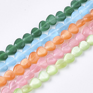 Cat Eye Beads Strands, Heart, Mixed Color, 5.5~6x6x2.5~3mm, Hole: 0.8mm, about 65~67pcs/strand, 14.5 inch(GLAA-S184-05)