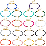 18Pcs 18 Colors Nylon Cords Bracelet Makings Fit for Connector Charms, with Brass Findings and 304 Stainless Steel Lobster Claw Clasps, Long-Lasting Plated, Mixed Color, 6-1/2~6-3/4 inch(16.5~17cm), Hole: 1.8mm, 1pc/color(MAK-SC0001-25)