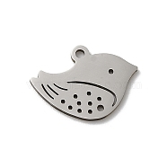 201 Stainless Steel Pendants, Laser Cut, Stainless Steel Color, Bird, 10.5x14.5x1mm, Hole: 1.2mm(X-STAS-E206-04P-06)