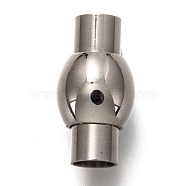 304 Stainless Steel Magnetic Clasps with Glue-in Ends, Column, Stainless Steel Color, 18.5x10mm, Hole: 5mm(STAS-L254-001B-P)