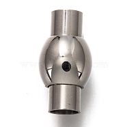 Tarnish Resistant 304 Stainless Steel Magnetic Clasps with Glue-in Ends, Column, Stainless Steel Color, 18.5x10mm, Hole: 5mm(STAS-L254-001B-P)