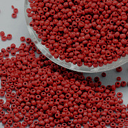 6/0 Glass Seed Beads, Grade A, Round, Opaque Colours, Red, 3.6~4.0mm, Hole: 1.2mm, about 5000pcs/pound(SEED-J014-F6-45)