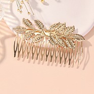 Iron Hair Combs, Leaf, Golden, 90x55mm(PW-WG78919-01)