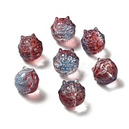 Transparent Glass Beads, Gradient Color, Dragon, Indian Red, 13.5x13x12.5mm, Hole: 1mm(GLAA-D025-05G)