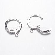 304 Stainless Steel Leverback Earring Findings, with Loop, Stainless Steel Color, 14.5x12x2mm, Hole: 1mm, Pin: 0.7mm(STAS-G059-19)