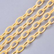 Acrylic Opaque Cable Chains, AB Color, Horse Eye, Light Khaki, 13x8x2mm, 18.5 inch~19.29 inch(47~49cm)/strand(X-PACR-N009-001J)