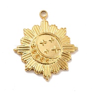 Ion Plating(IP) 304 Stainless Steel Pendants,  Sun with Star Charms, Real 18K Gold Plated, 20.5x18x2mm, Hole: 1.5mm(STAS-A066-21G)