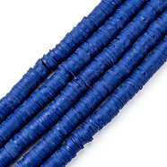 Handmade Polymer Clay Beads Strands, for DIY Jewelry Crafts Supplies, Heishi Beads, Disc/Flat Round, Blue, 6x0.5~1mm, Hole: 1.8mm, about 290~320pcs/strand, 15.75 inch~16.14 inch(40~41cm)(CLAY-R089-6mm-Q053)