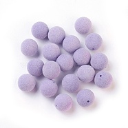 Flocky Acrylic Beads, Half Drilled, Round, Lilac, 16mm, Hole: 1.6mm(X-OACR-I001-16mm-L04)