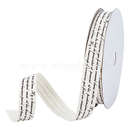 Words Printed Cotton Ribbon, Black, 5/8 inch(15mm), about 20yards/roll(18.28m/roll)(OCOR-PH0001-09)