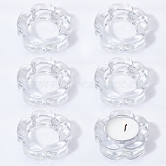 AHADEMAKER 4Pcs Glass Candle Holder, Tealight Tray, Home Tabletop Centerpiece Decoration, Flower Pattern, 6.2x6.4x2.2cm, Inner Diameter: 4.15cm(AJEW-GA0005-48)