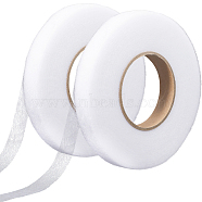 2 Rolls 2 Colors Non-woven Fabric Polyamide Double-sided Hot Melt Adhesive Film, for DIY Clothing Sewing Accessories, White, 1.5x0.02cm, about 70yards/roll, 1color/roll(DIY-GF0009-34B)