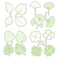 PVC Wall Sticker, for Window or Stairway Home Decoration, Square, Leaf Pattern, 18x18x0.03cm, 4pcs/set(DIY-WH0214-76B-01)