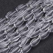 Glass Beads Strands, Rice, Elongated Oval Beads, Clear, 12x6mm, Hole: 0.8mm, about 30pcs/strand, 14 inch(X-GS6x13mmC01)