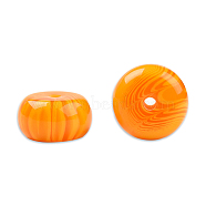 Resin Imitation Amber Beads, Flat Round/Disc, Dark Orange, 16.5~17x8.5~9mm, Hole: 2~2.3mm(RESI-N034-05-K04)