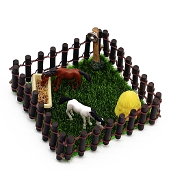 Plastic Mini Horse Stables, Micro Landscape Home Dollhouse Accessories, Pretending Prop Decorations, Coconut Brown, 30x90mm(PW-WG47904-01)