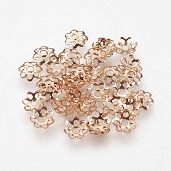 Multi-Petal Iron Bead Caps, Flower, Light Gold, 6x1.5mm, Hole: 1mm(IFIN-F146-01KCG)