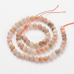 Natural Multi-Moonstone Round Beads Strands, 6mm, Hole: 1mm, about 68pcs/strand, 15.5 inch(G-O030-6mm-10)