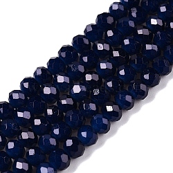 Baking Painted Imitation Jade Glass Bead Strands, Faceted Rondelle, Midnight Blue, 4x3.5mm, Hole: 0.8mm, about 114~117pcs/strand, 40~41cm(DGLA-A034-J4mm-A39)