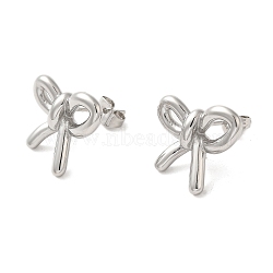 304 Stainless Steel Earrings, Bowknot, Stainless Steel Color, 17x20mm(EJEW-E302-01P)