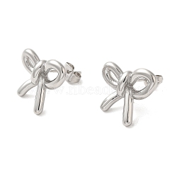 Non-Tarnish 304 Stainless Steel Earrings, Bowknot, Stainless Steel Color, 17x20mm(EJEW-E302-01P)