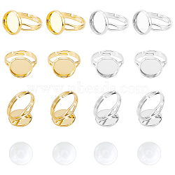 ELITE 40pcs 2 Colors Adjustable Brass Ring Components and 40Pcs Glass Cabochons, for DIY Finger Ring Making Kits, Mixed Color, 80pcs/box(DIY-PH0002-70)