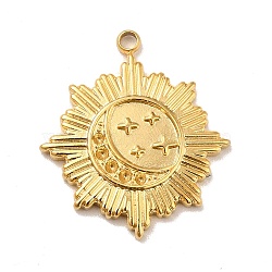 Ion Plating(IP) 304 Stainless Steel Pendants,  Sun with Star Charms, Real 18K Gold Plated, 20.5x18x2mm, Hole: 1.5mm(STAS-A066-21G)