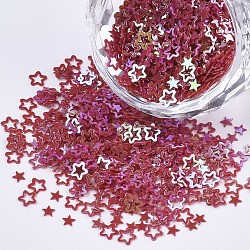 Ornament Accessories, PVC Plastic Paillette/Sequins Beads, AB Color Plated, Star, Dark Red, 2.5~3.8x2.5~4x0.4mm, about 328000pcs/500g(PVC-T021-10B)