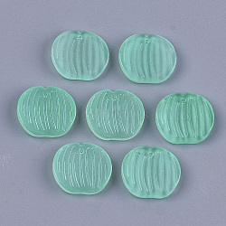 Transparent Spray Painted Glass Pendants, Peach, Medium Aquamarine, 18.5x20x3.5~4mm, Hole: 1.2mm(GLAA-S183-25B)