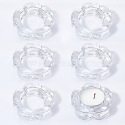 AHADEMAKER 4Pcs Glass Candle Holder, Tealight Tray, Home Tabletop Centerpiece Decoration, Flower Pattern, 6.2x6.4x2.2cm, Inner Diameter: 4.15cm(AJEW-GA0005-48)