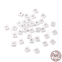 925 Sterling Silver Beads, Square, Silver, 3x3x1mm, Hole: 1mm, about 125Pcs/10g(STER-D035-08S)