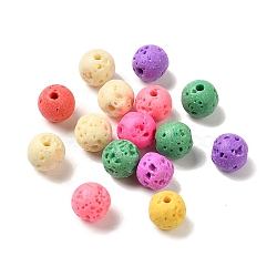 Synthetic Lava Rock Beads, Dyed, Round, Mixed Color, 6mm, Hole: 1mm, about 488pcs/box(G-OC0001-40)