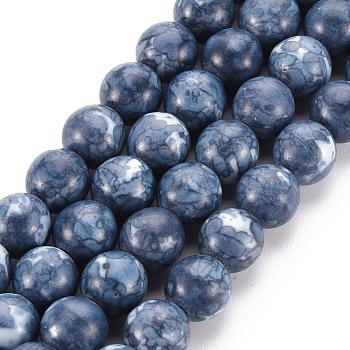 Natural White Jade Bead Strands, Round, Dyed, Royal Blue, 8mm, Hole: 1mm, about 50pcs/strand, 15.7 inch(400mm)