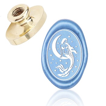 Wax Seal Brass Stamp Head, for Wax Seal Stamp, Oval, Mermaid Pattern, 3x2x1.45cm
