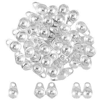 30Pcs 925 Sterling Silver Bead Tips, Calotte Ends, Clamshell Knot Cover, Silver, 5x6.7x1.4mm, Hole: 1mm, Inner Diameter: 2.3mm