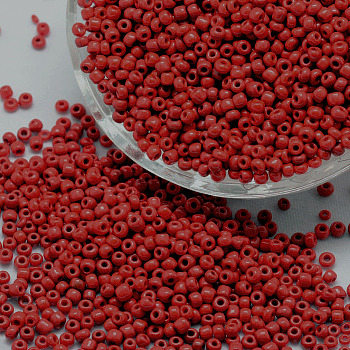 6/0 Glass Seed Beads, Grade A, Round, Opaque Colours, Red, 3.6~4.0mm, Hole: 1.2mm, about 5000pcs/pound