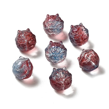 Transparent Glass Beads, Gradient Color, Dragon, Indian Red, 13.5x13x12.5mm, Hole: 1mm