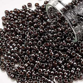 TOHO Round Seed Beads, Japanese Seed Beads, (363) Inside Color Montana Blue/Oxblood Lined, 8/0, 3mm, Hole: 1mm, about 222pcs/bottle, 10g/bottle