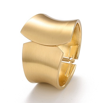 Alloy Chunky Twist Wide Cuff Bangle, Hinged Open Bangle for Women, Matte Light Gold, Inner Diameter: 2-1/2x2 inch(5.1x6.2cm) 