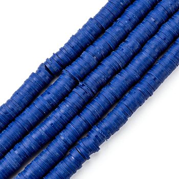 Handmade Polymer Clay Beads Strands, for DIY Jewelry Crafts Supplies, Heishi Beads, Disc/Flat Round, Blue, 6x0.5~1mm, Hole: 1.8mm, about 290~320pcs/strand, 15.75 inch~16.14 inch(40~41cm)