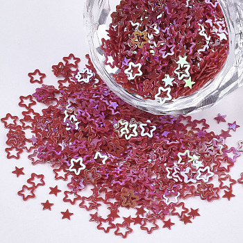 Ornament Accessories, PVC Plastic Paillette/Sequins Beads, AB Color Plated, Star, Dark Red, 2.5~3.8x2.5~4x0.4mm, about 328000pcs/500g