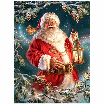 DIY Christmas Theme Diamond Painting Kits, including Resin Rhinestones, Diamond Sticky Pen, Tray Plate and Glue Clay, Santa Claus, 400x300mm
