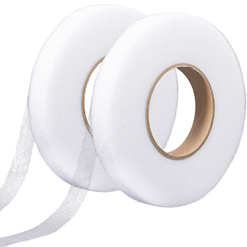 2 Rolls 2 Colors Non-woven Fabric Polyamide Double-sided Hot Melt Adhesive Film, for DIY Clothing Sewing Accessories, White, 1.5x0.02cm, about 70yards/roll, 1color/roll