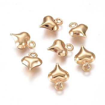 304 Stainless Steel Charms, Heart, Golden, 8.5x6x3mm, Hole: 1mm